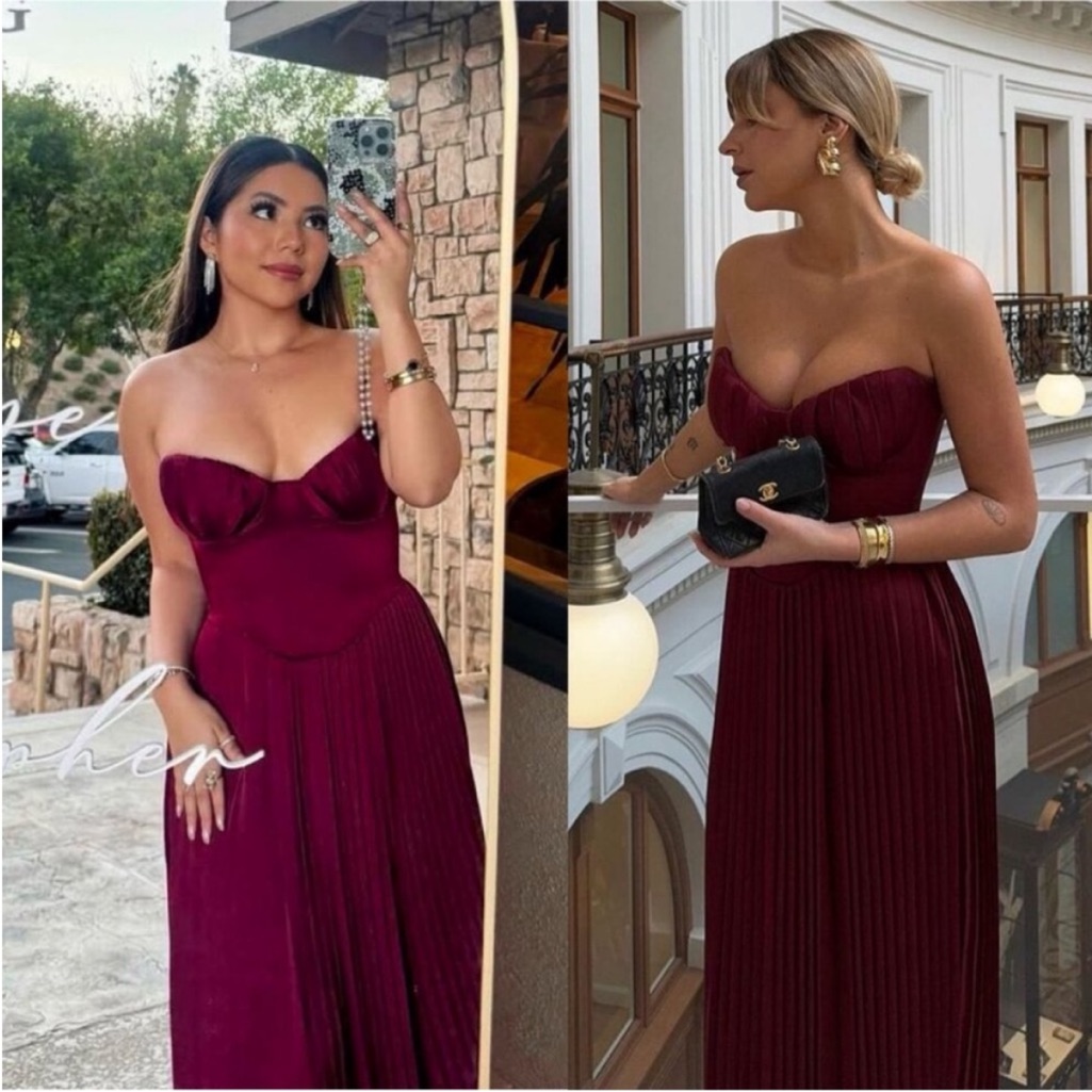 House Of Cb Xs A-C Marcella' Berry Pleated Georgette Maxi Dress Nwot